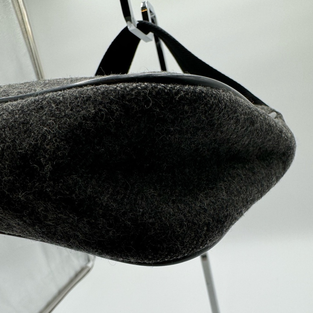 Prada - Authentic - Grey Wool & Black Leather Handbag - Picture 15 of 15